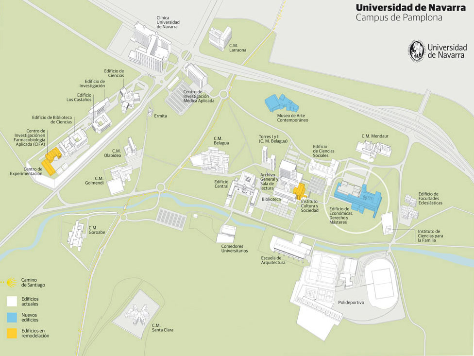 Map of the University of Navarra campus in Pamplona