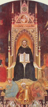 Thomas de Aquino ab Andrea Bonaiuto depictus («Triumphus S. Thomae», Cappella degli Spagnoli, Santa Maria Novella, Firenze)