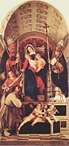 Thomas de Aquino recipiens cingulum castitatis ab Angelo, a Lotto depictus