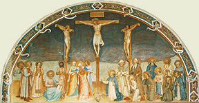 Thomas de Aquino in Crucifixione a Fra Angelico depicta