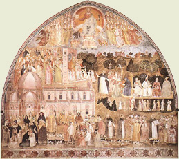 Thomas de Aquino in Ecclesia triumphante ab Andrea de Firenze depicta